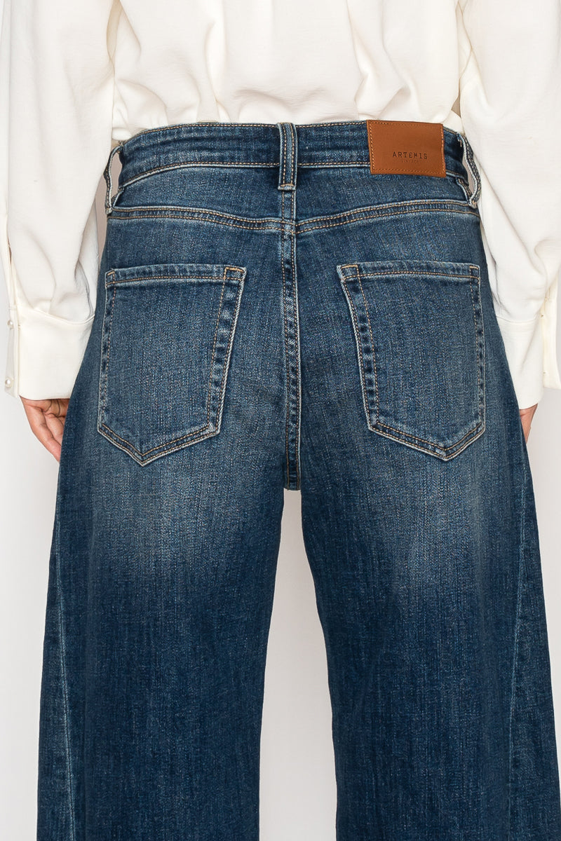 Relaxed Tapered Dark Wash Barrel Jeans by Artemis Vintage