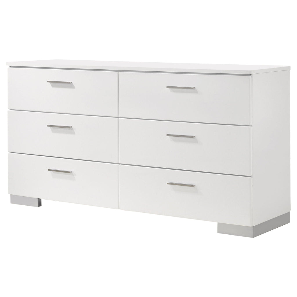 Felicity 6-drawer Dresser White High Gloss by Unique Piece Furniture