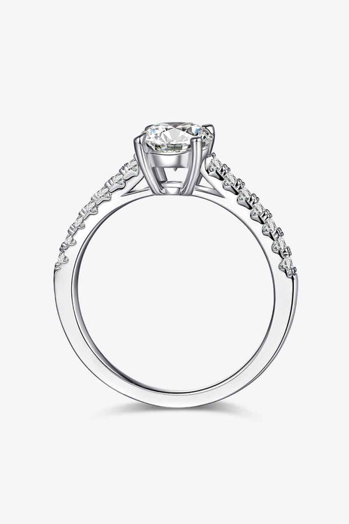 1 Carat Moissanite 925 Sterling Silver Side Stone Ring by Wild and Free Boutique