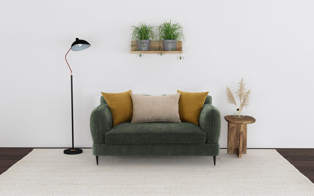 Jade Chenille Upholstered Modern Track Arm Loveseat Green by Unique Piece Furniture