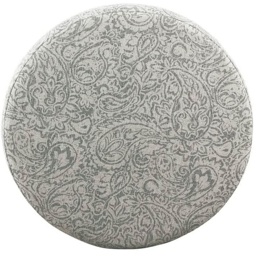 Gray Floral Storage Ottoman Large Round For Living Room by ShipItFurniture