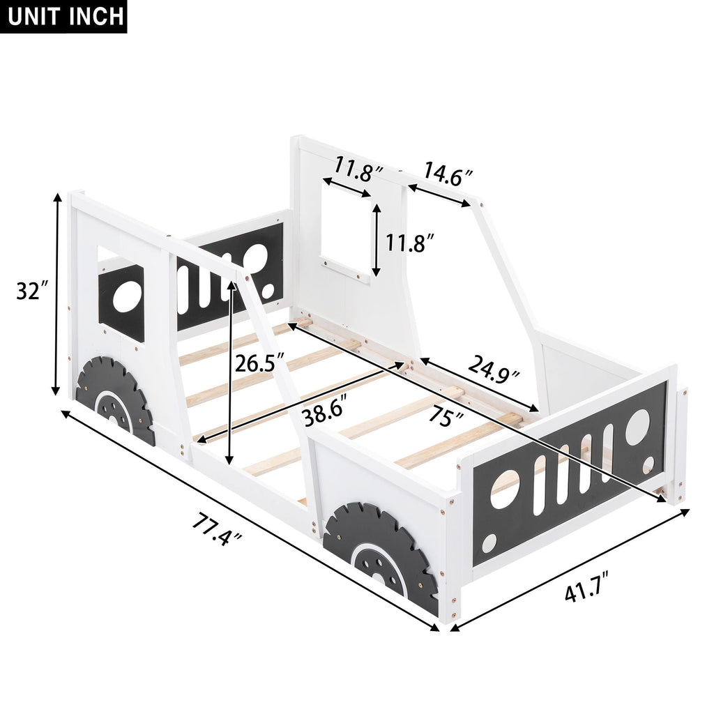 Classic Car Shaped Platform Bed With Wheels by Unique Piece Furniture