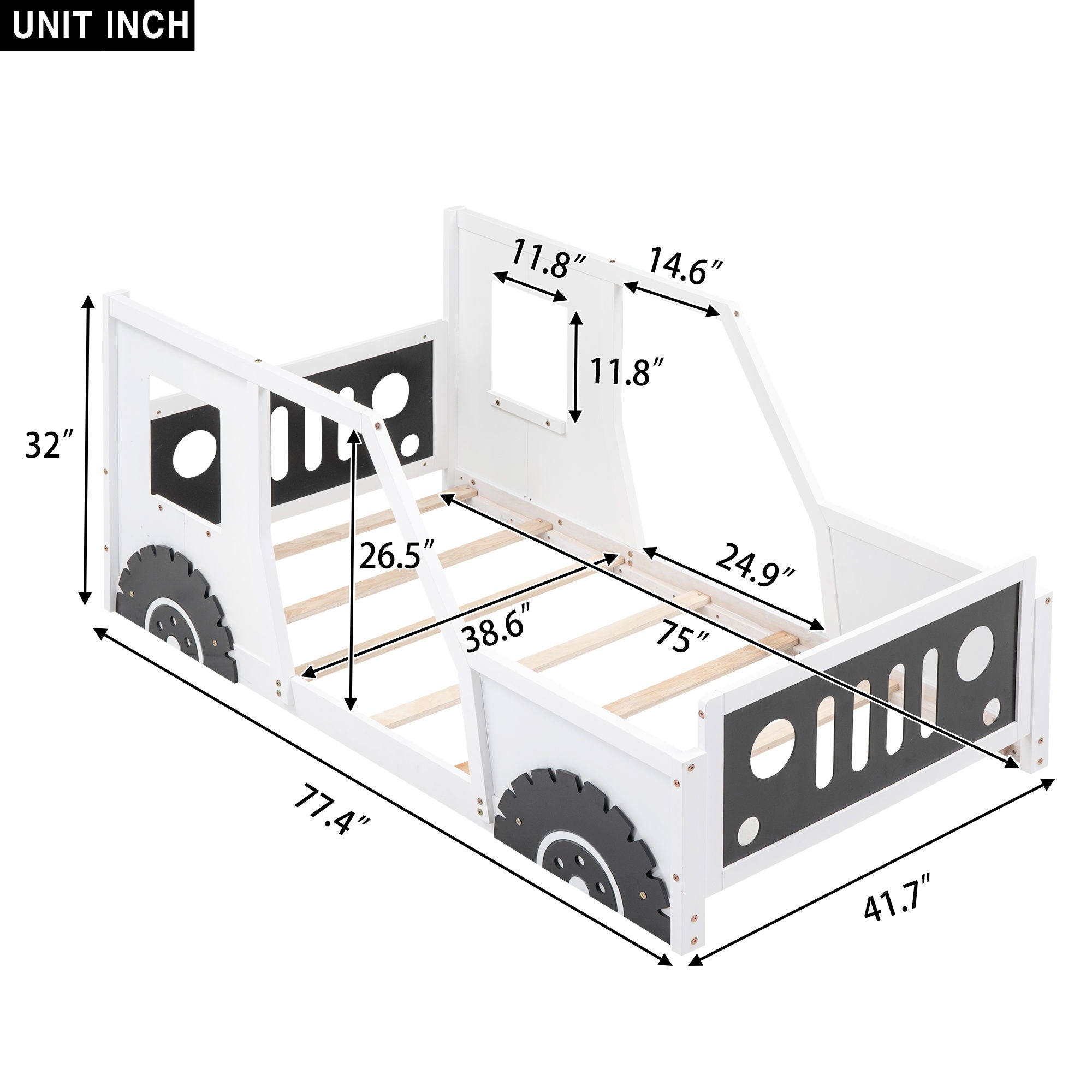 Classic Car Shaped Platform Bed With Wheels by Unique Piece Furniture