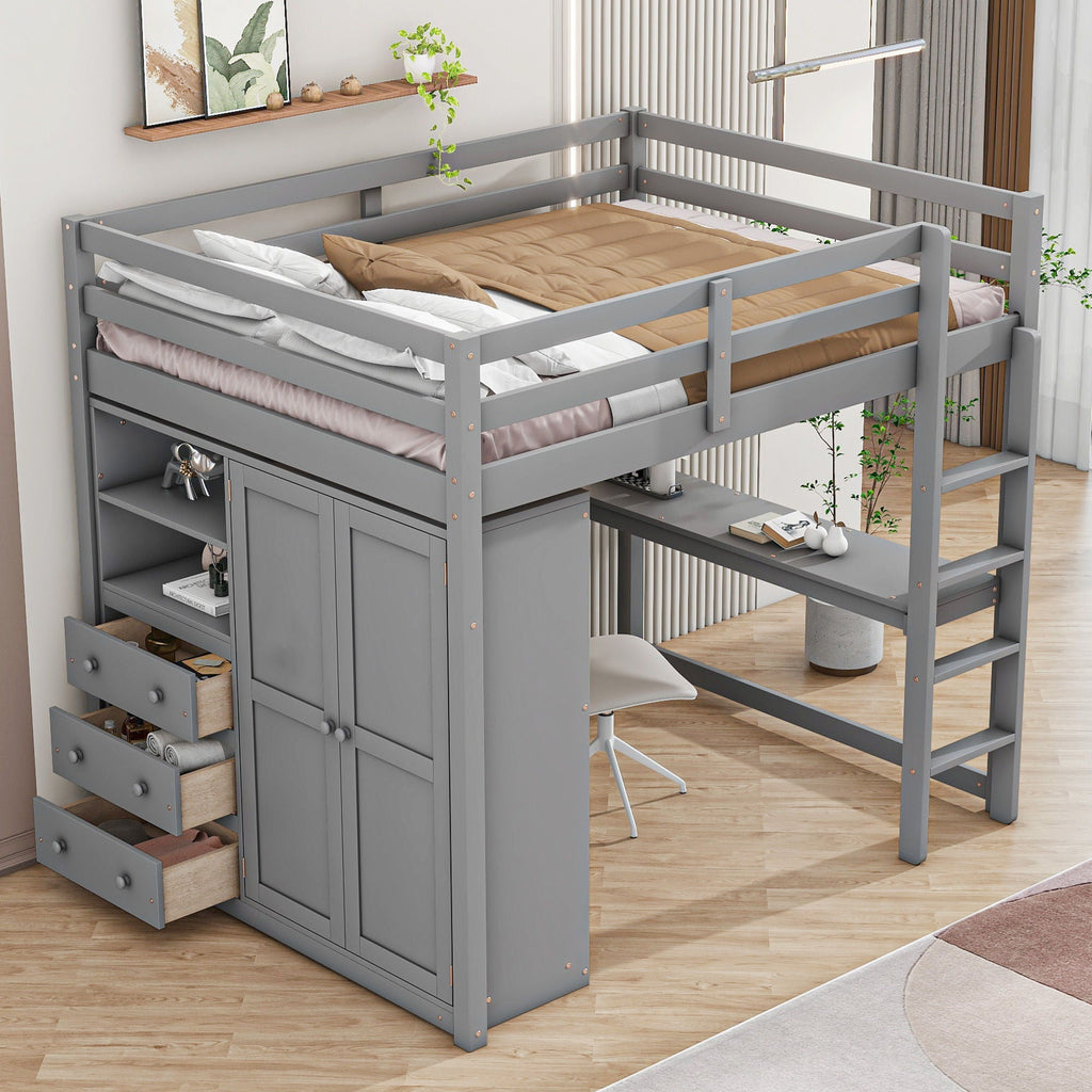 Loft Bed With Built In Wardrobe, Shelves And Drawers by Unique Piece Furniture