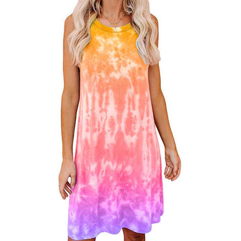 Tie-dye Printed Loose Short-sleeved Dress Women by Wild and Free Boutique