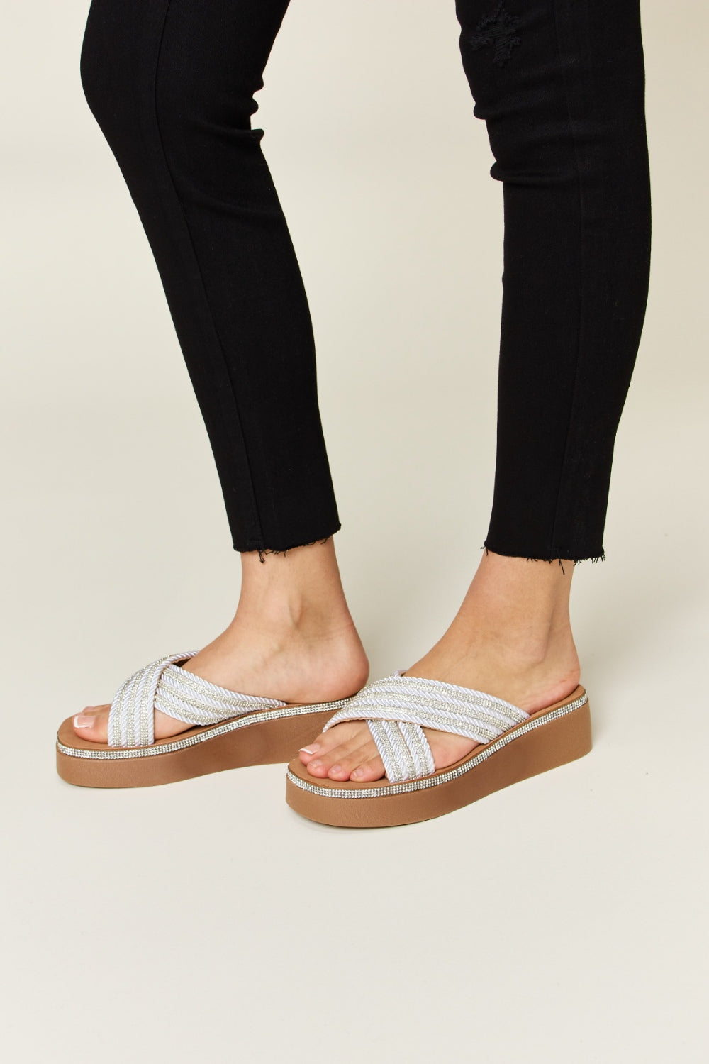 Forever Link Rhinestone Platform Wedge Sandals by Wild and Free Boutique