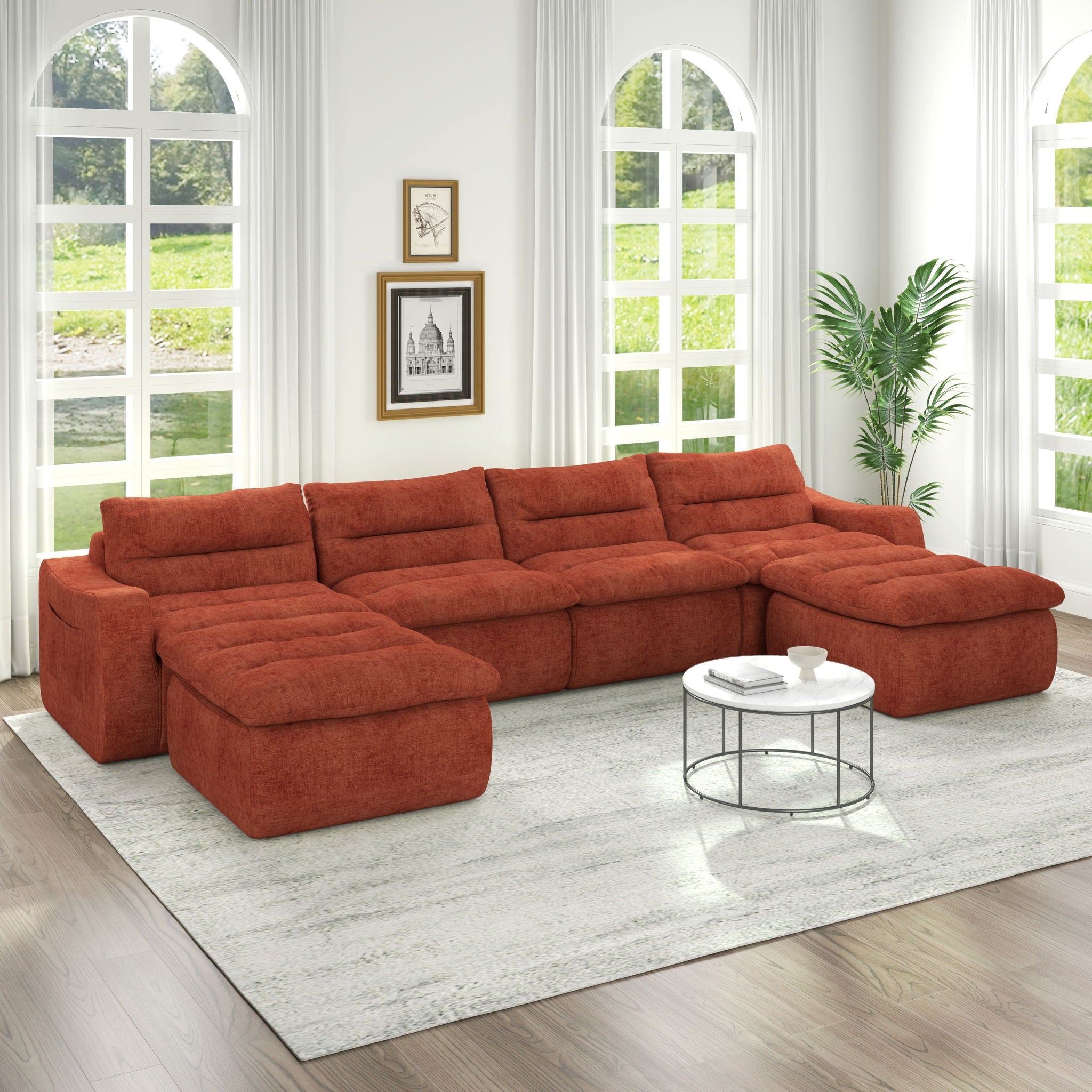 Modern L Shaped Modular Beanbag Sofa, Comfortable Lazy Style, Compression Sponge And Cloth by Unique Piece Furniture