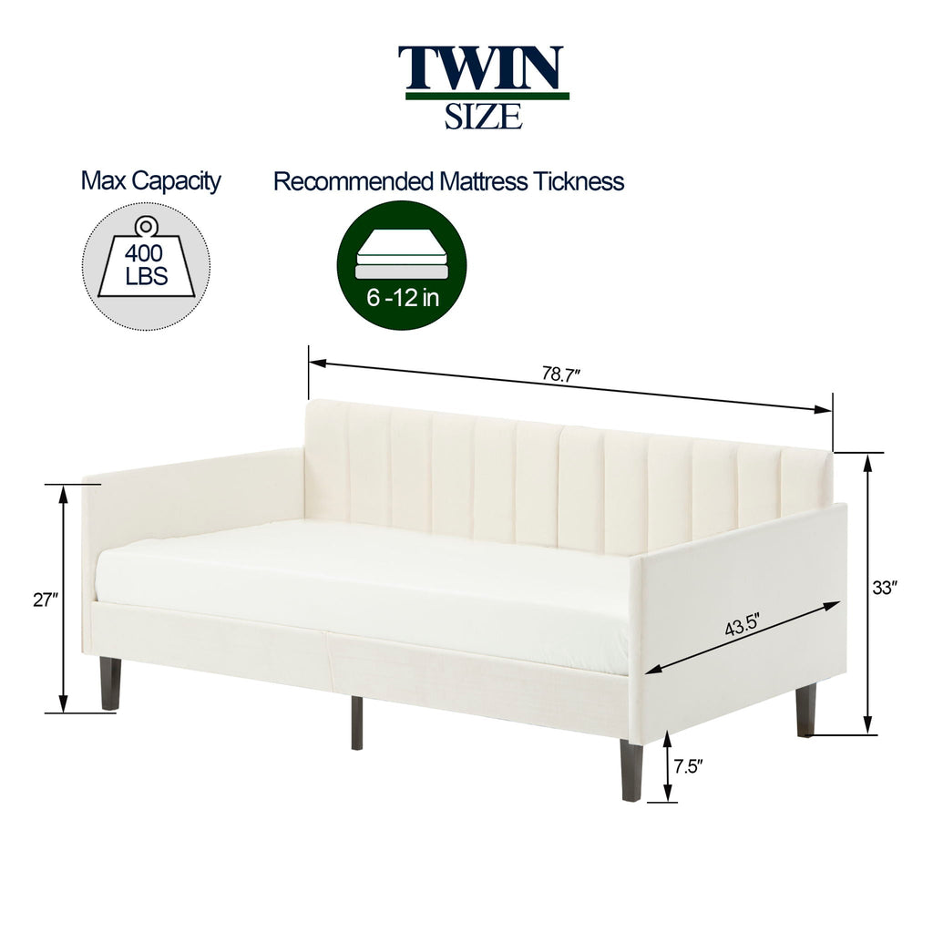 Elena - Boucle Upholstered Daybed, Ribbed Tufted Backrest by Unique Piece Furniture