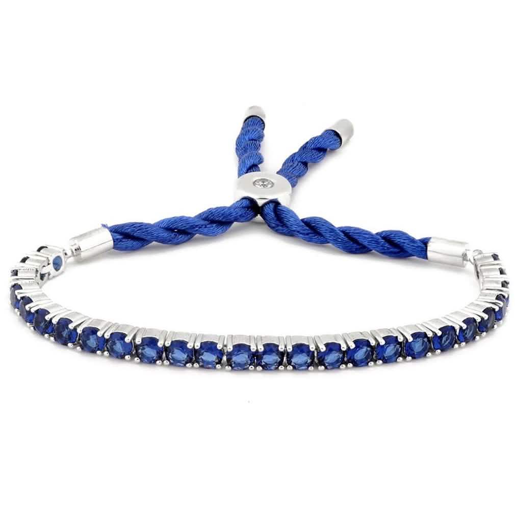3.55 CTW Created Blue Sapphire Cord Adjustable Bracelet by DailySale