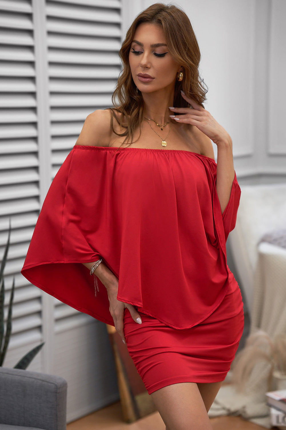 Plus size Dressing Layered Fiery Red Mini Poncho Dress by Wild and Free Boutique
