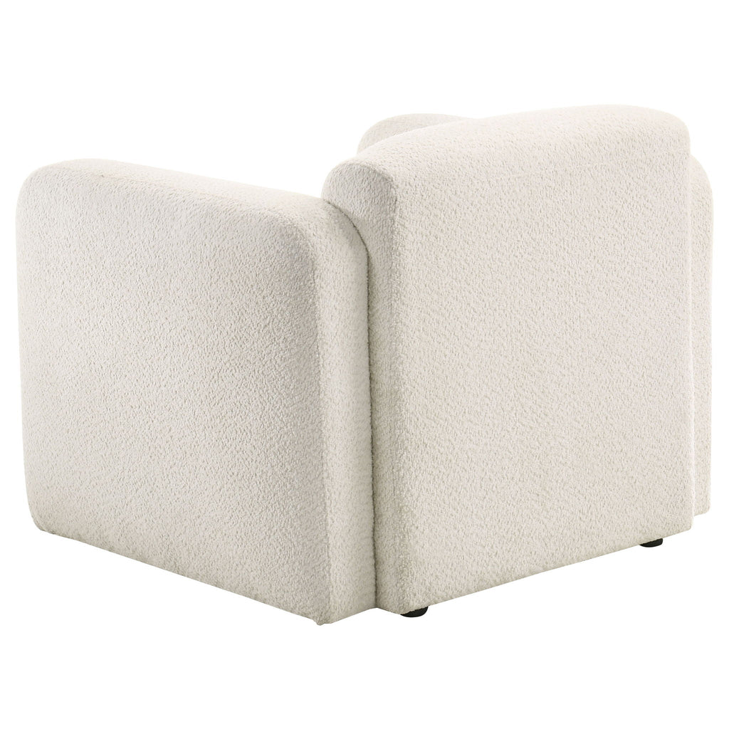 Dorset Fabric Upholstered Round Track Arm Accent Chair White by Unique Piece Furniture
