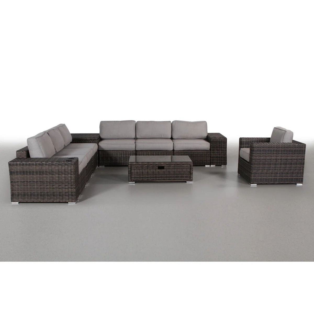 Modern Patio Rattan Sectional Set With Cushions by Unique Piece Furniture