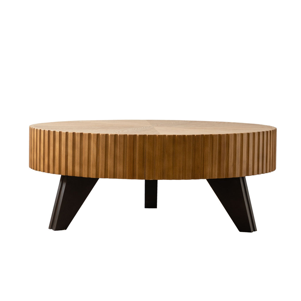 Round Retro Coffee With Solid Wood Legs by Unique Piece Furniture