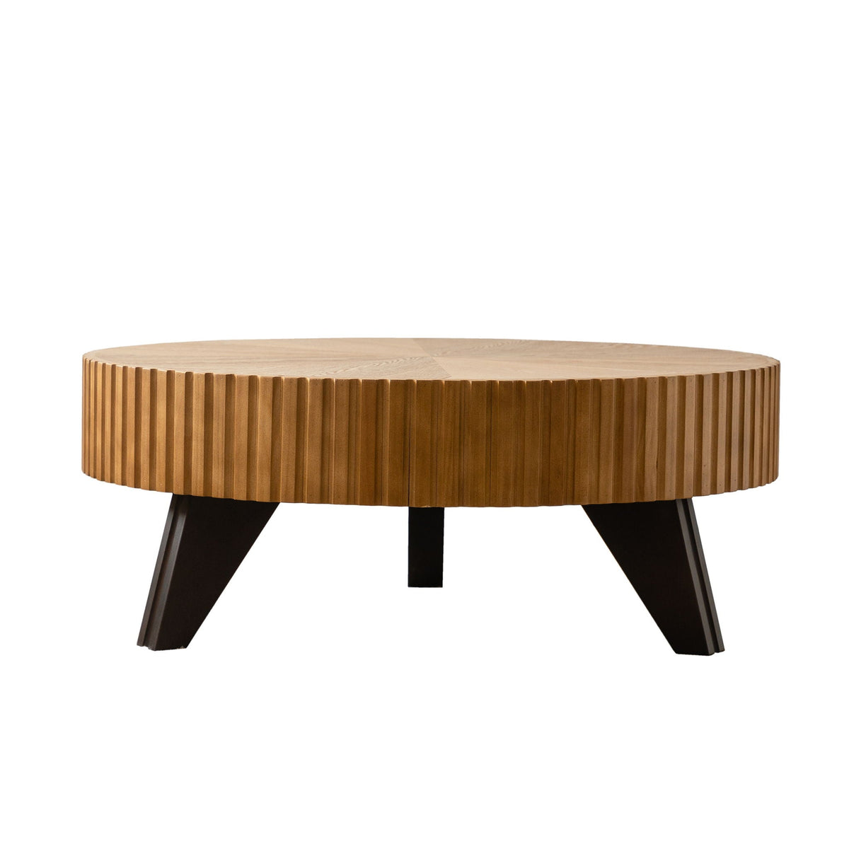 Round Retro Coffee With Solid Wood Legs by Unique Piece Furniture