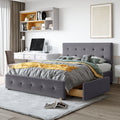 Upholstered Platform Bed With Classic Headboard And Drawers, No Box Spring Needed by Unique Piece Furniture