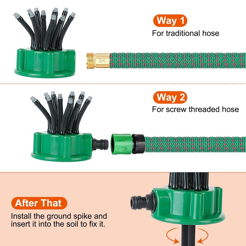 360° Flexible Lawn Sprinkler Automatic 12 Tubes Garden Water Irrigation Sprayers by DailySale