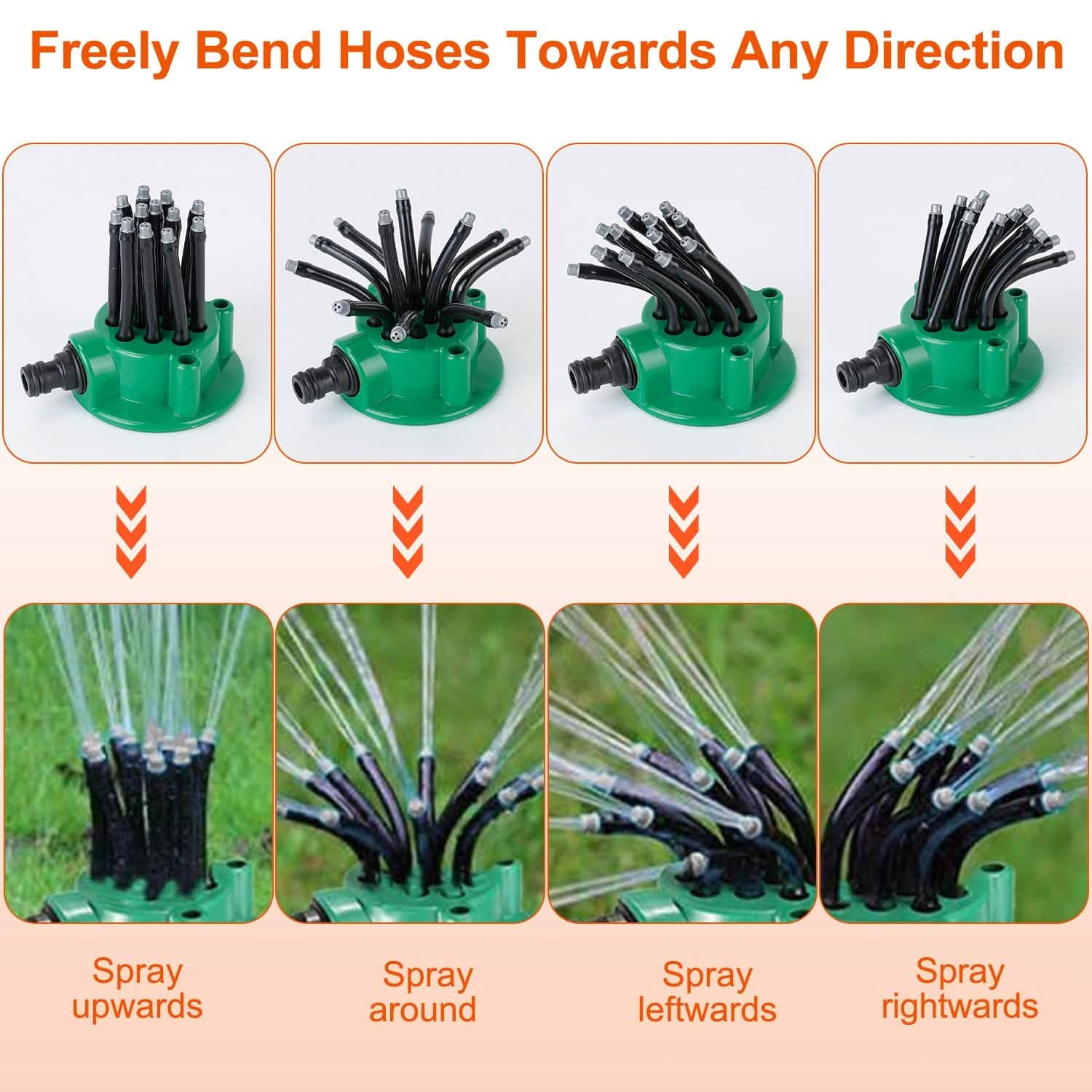 360° Flexible Lawn Sprinkler Automatic 12 Tubes Garden Water Irrigation Sprayers by DailySale