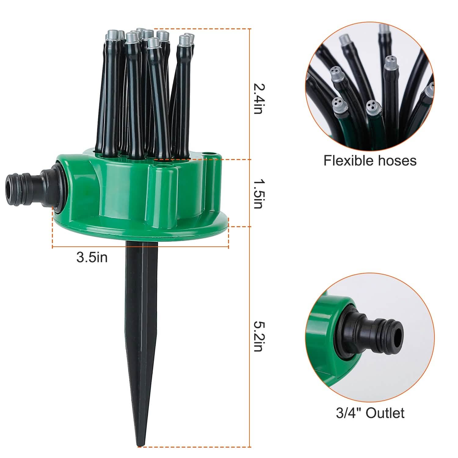 360° Flexible Lawn Sprinkler Automatic 12 Tubes Garden Water Irrigation Sprayers by DailySale