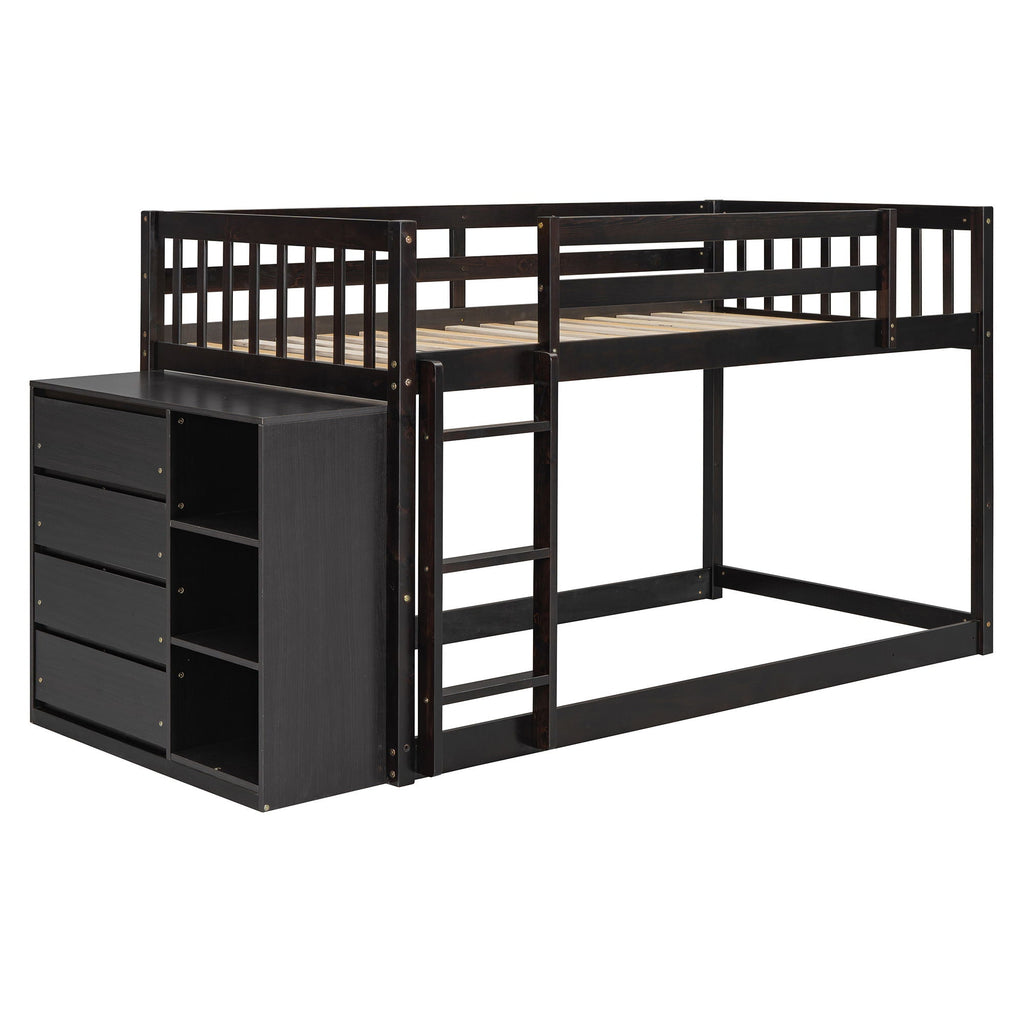 Bunk Bed With 4 Drawers And 3 Shelves by Unique Piece Furniture