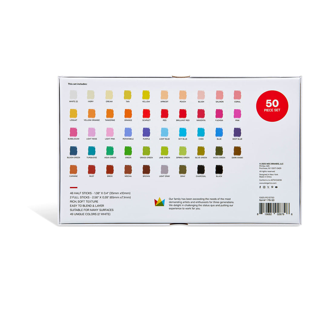 Soft Square Pastels Half Sticks 50 pc by KINGART