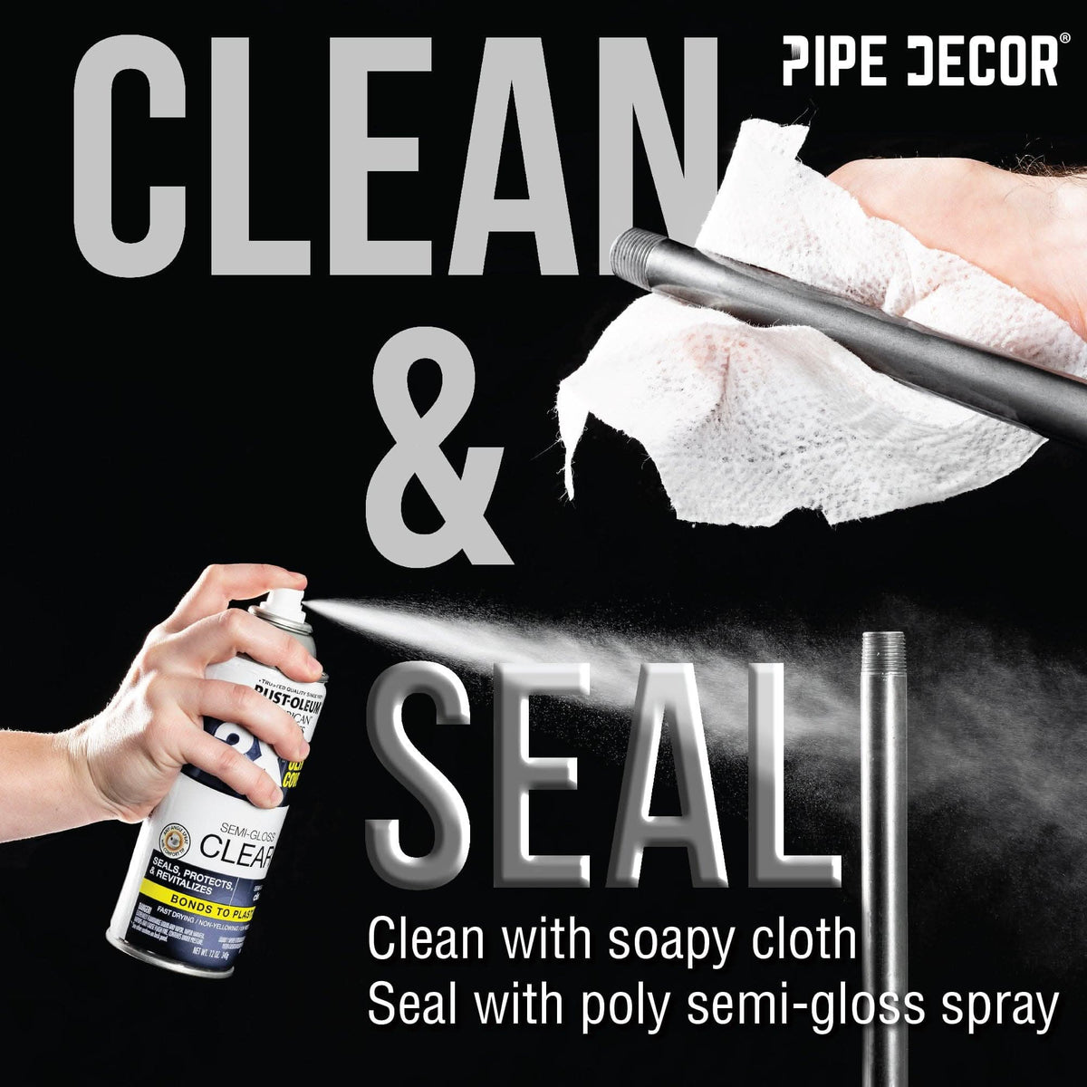 1 in. x 14 in. Black Pipe by PIPE DECOR