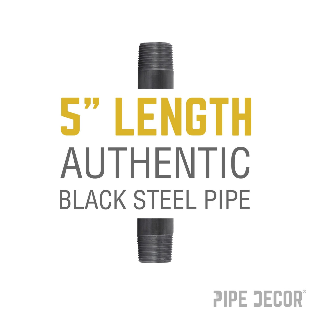 1 in. x 5 in. Black Pipe by PIPE DECOR