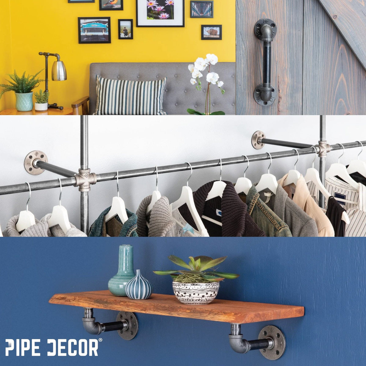 1 in. x 8 in. Black Pipe by PIPE DECOR