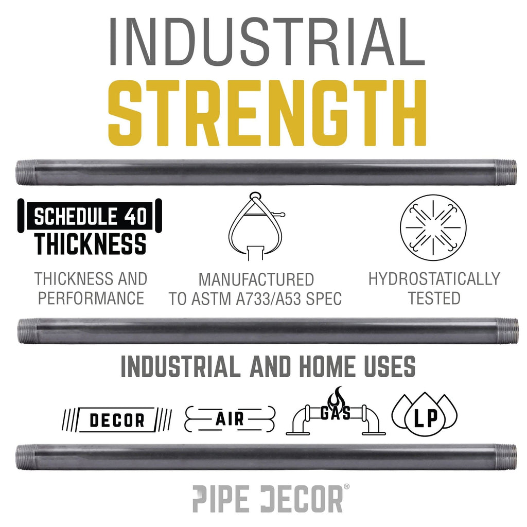 1 1/2 in. x 12 in. Black Pipe by PIPE DECOR