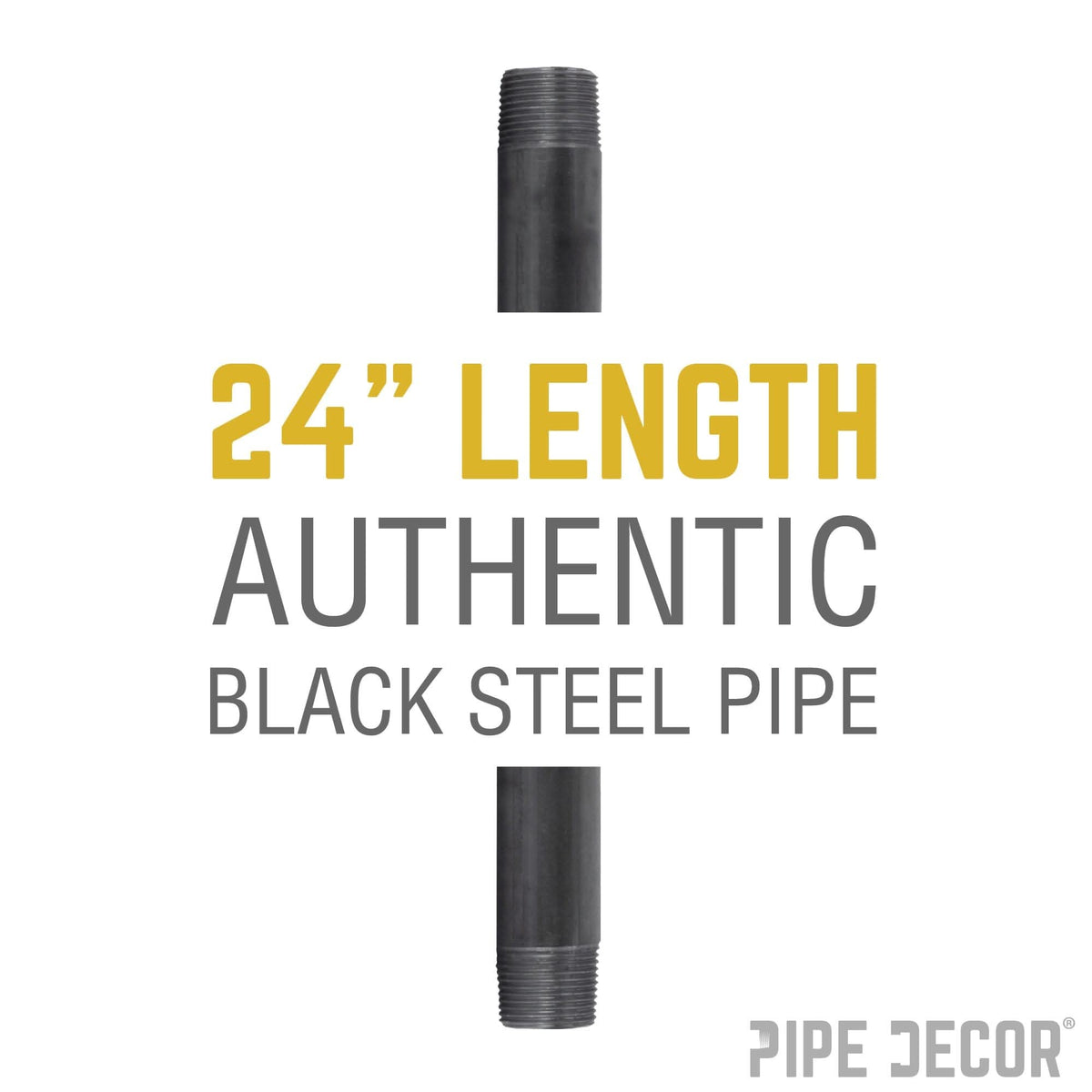 1 1/2 in. x 24 in. Black Pipe by PIPE DECOR