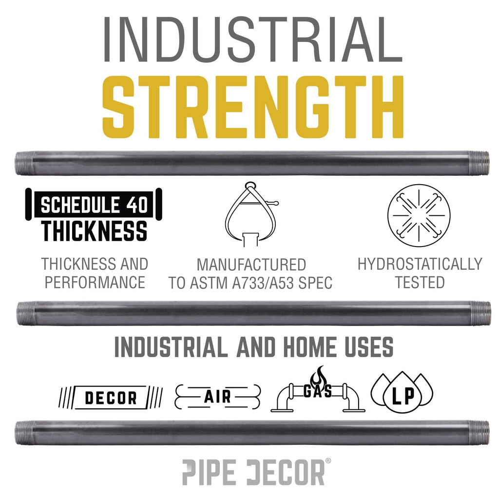 1 1/2 in. x 4 in. Black Pipe by PIPE DECOR