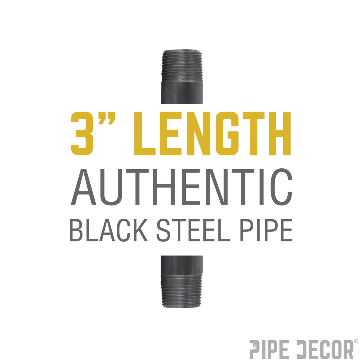 1 1/4 in. x 3 in. Black Pipe by PIPE DECOR