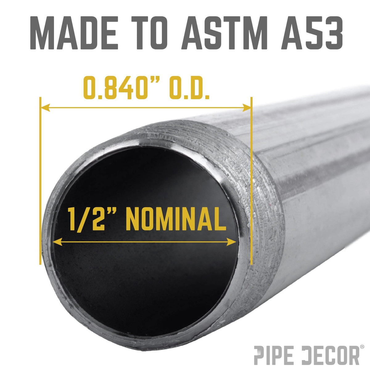 1/2 in. x 36 in. Black Pipe by PIPE DECOR