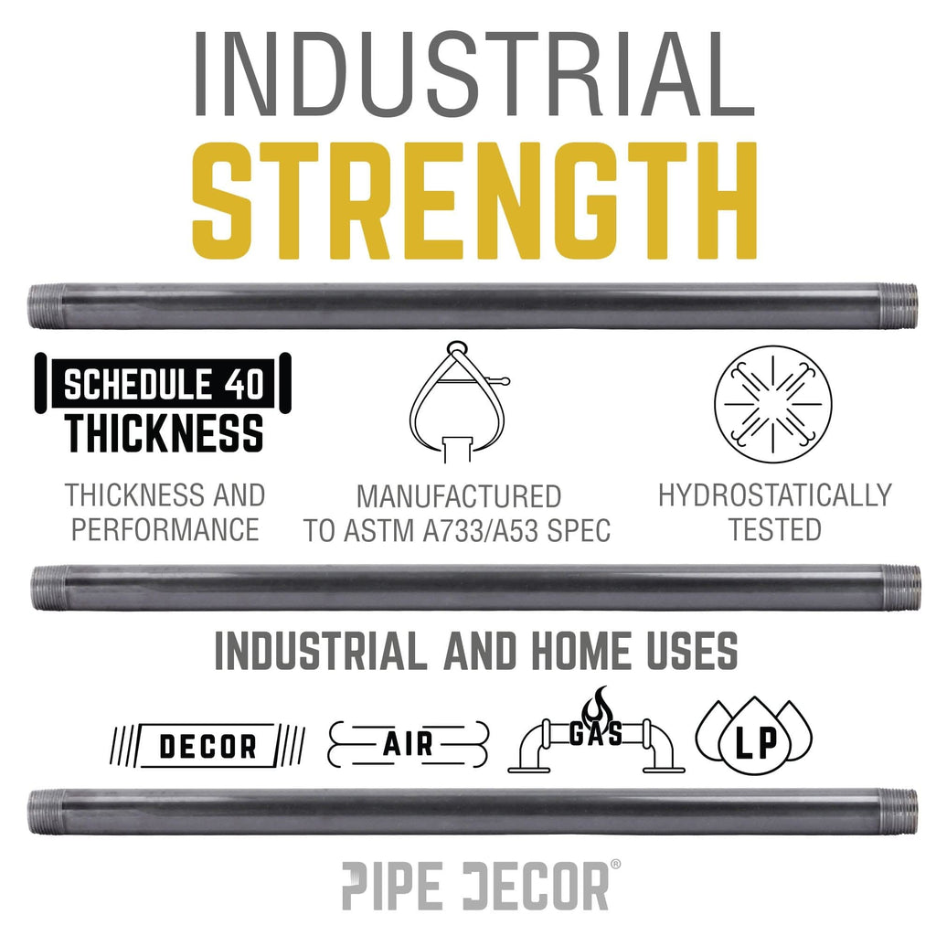 1/4 in. Close Black Pipe by PIPE DECOR