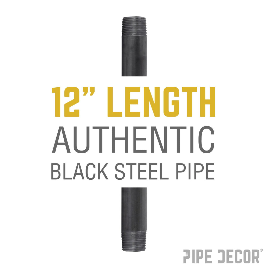 3/4 in. x 12 in. Black Pipe by PIPE DECOR