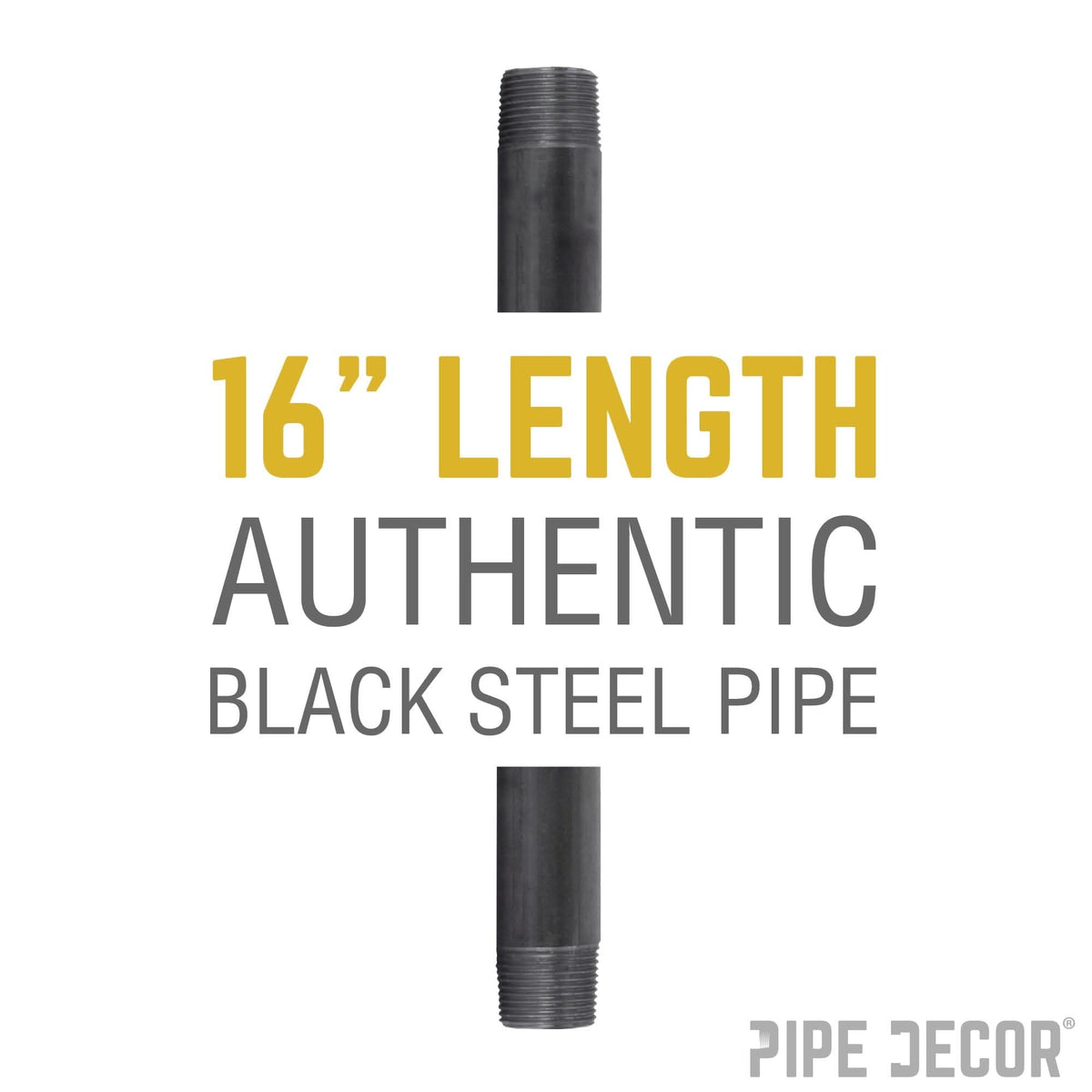 3/4 in. x 16 in. Black Pipe by PIPE DECOR