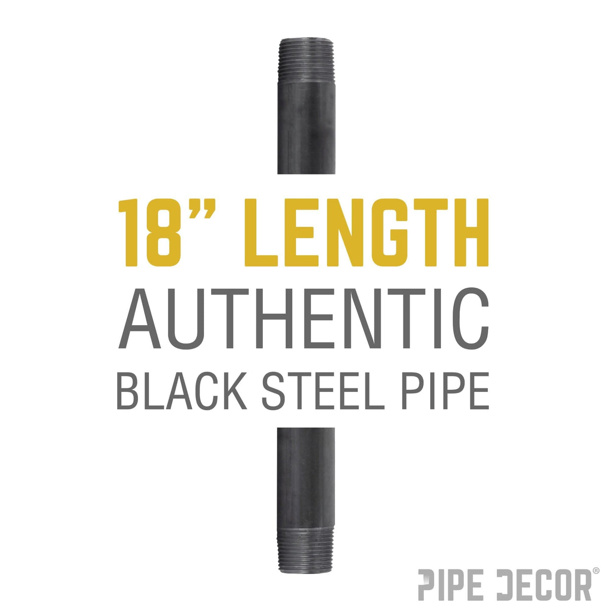 3/4 in. x 18 in. Black Pipe by PIPE DECOR