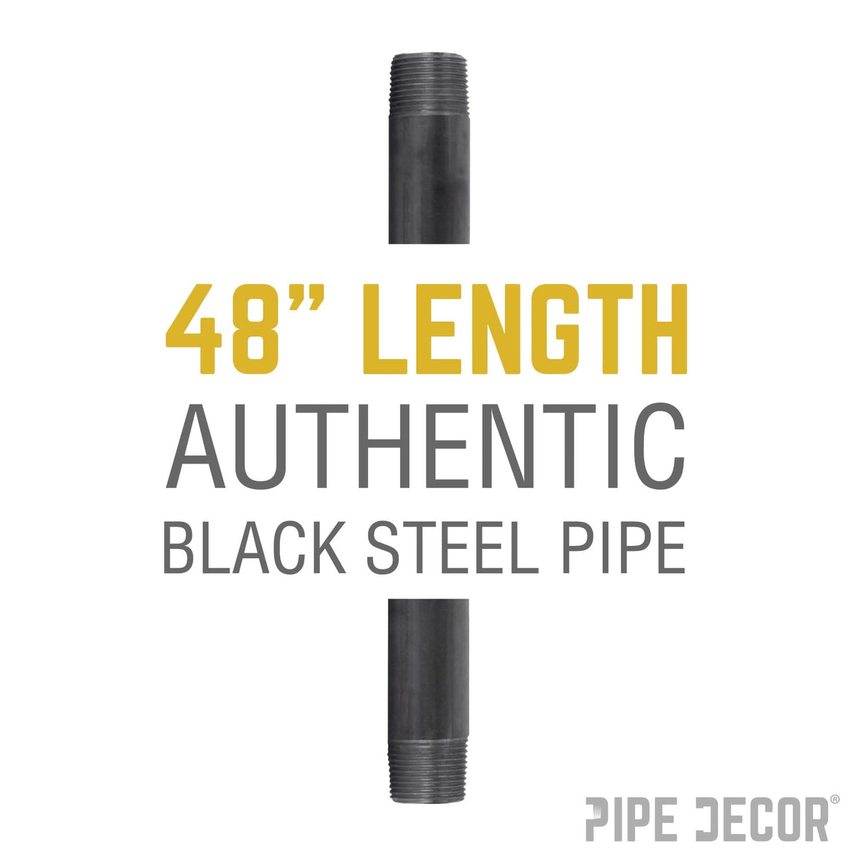3/4 in. x 48 in. Black Pipe by PIPE DECOR
