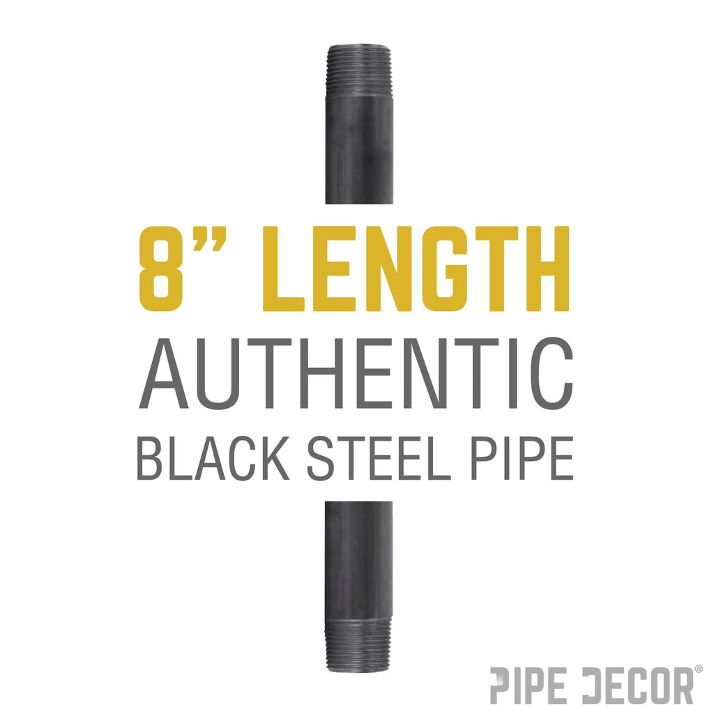 3/4 in. x 8 in. Black Pipe by PIPE DECOR