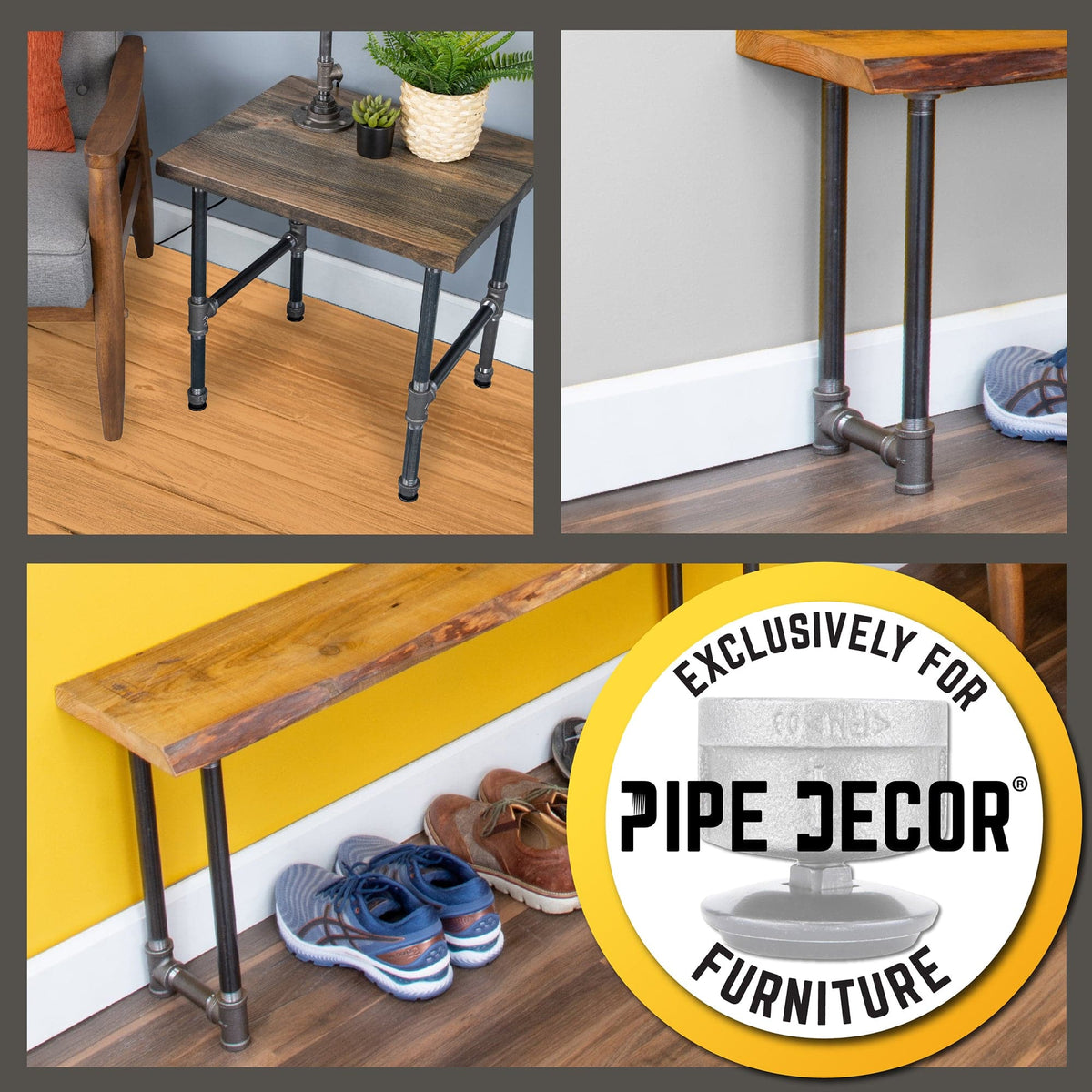 Furniture Leg Levelers for 1” Pipe Legs (4 Pack) by PIPE DECOR