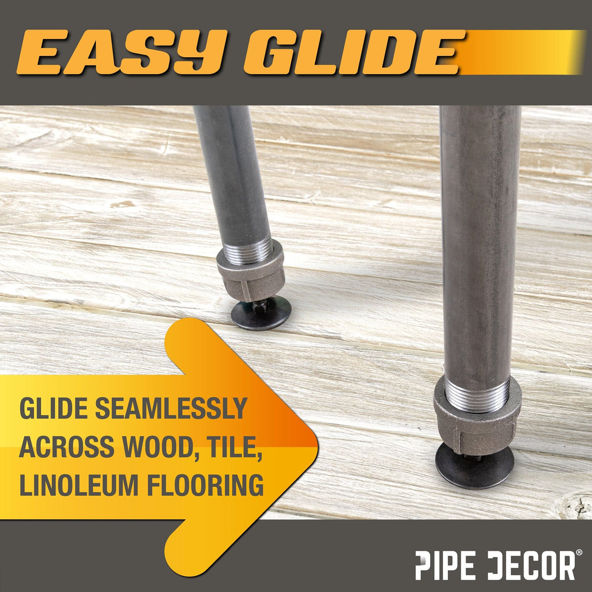 Furniture Leg Levelers for 1” Pipe Legs (4 Pack) by PIPE DECOR