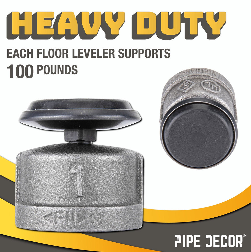 Furniture Leg Levelers for 1” Pipe Legs (4 Pack) by PIPE DECOR