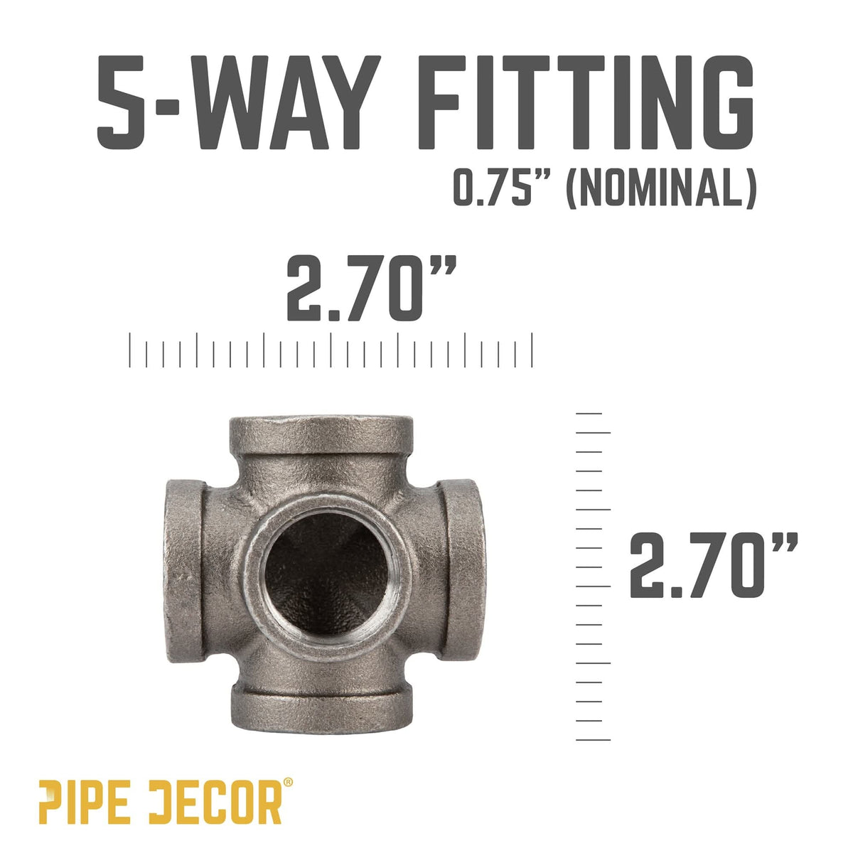 3/4 in. Black 5-Way Fitting by PIPE DECOR