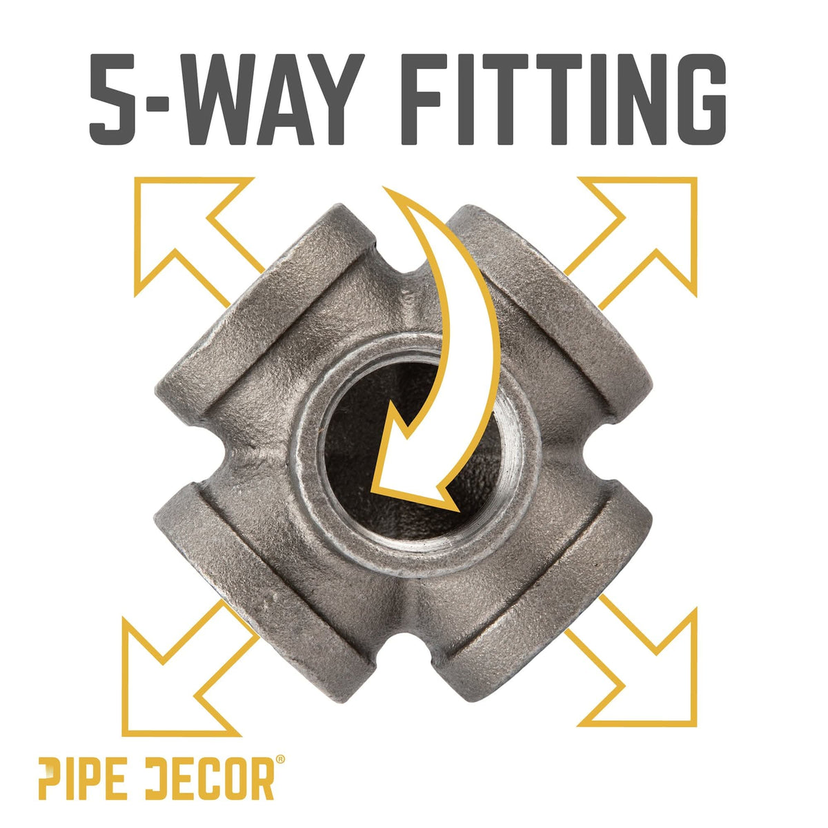 3/4 in. Black 5-Way Fitting by PIPE DECOR