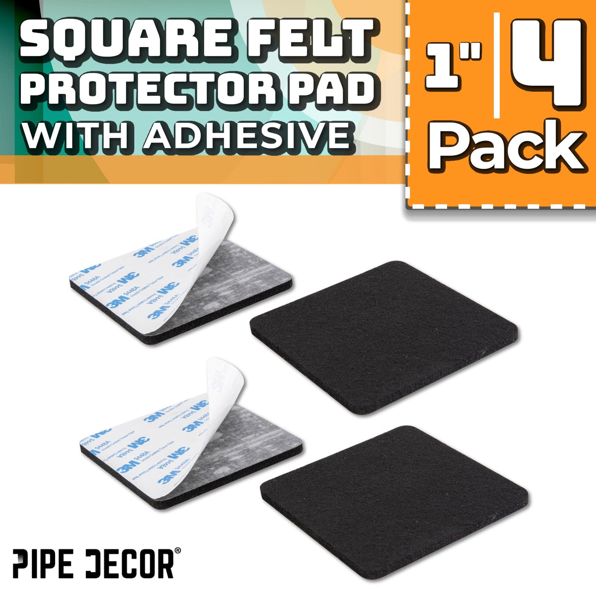Heavy Duty Square Felt Pad for 1 in. Pipe Floor Flange, 3.5 in. x 3.5 in. (4-Pack) by PIPE DECOR