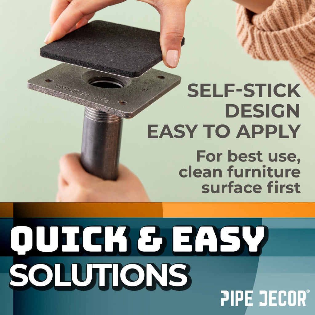 Heavy Duty Square Felt Pad for 1 in. Pipe Floor Flange, 3.5 in. x 3.5 in. (4-Pack) by PIPE DECOR