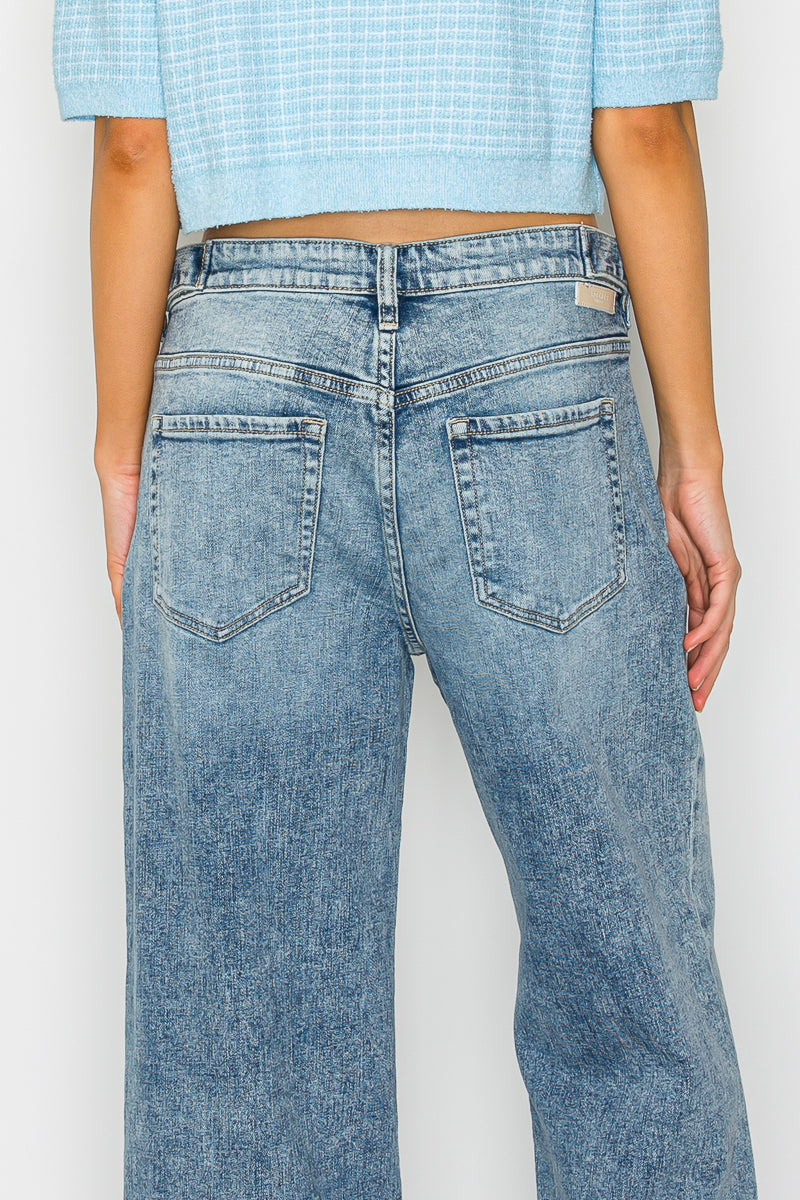 Adjustable Waistband High Rise Baggy Wide Jeans by Artemis Vintage
