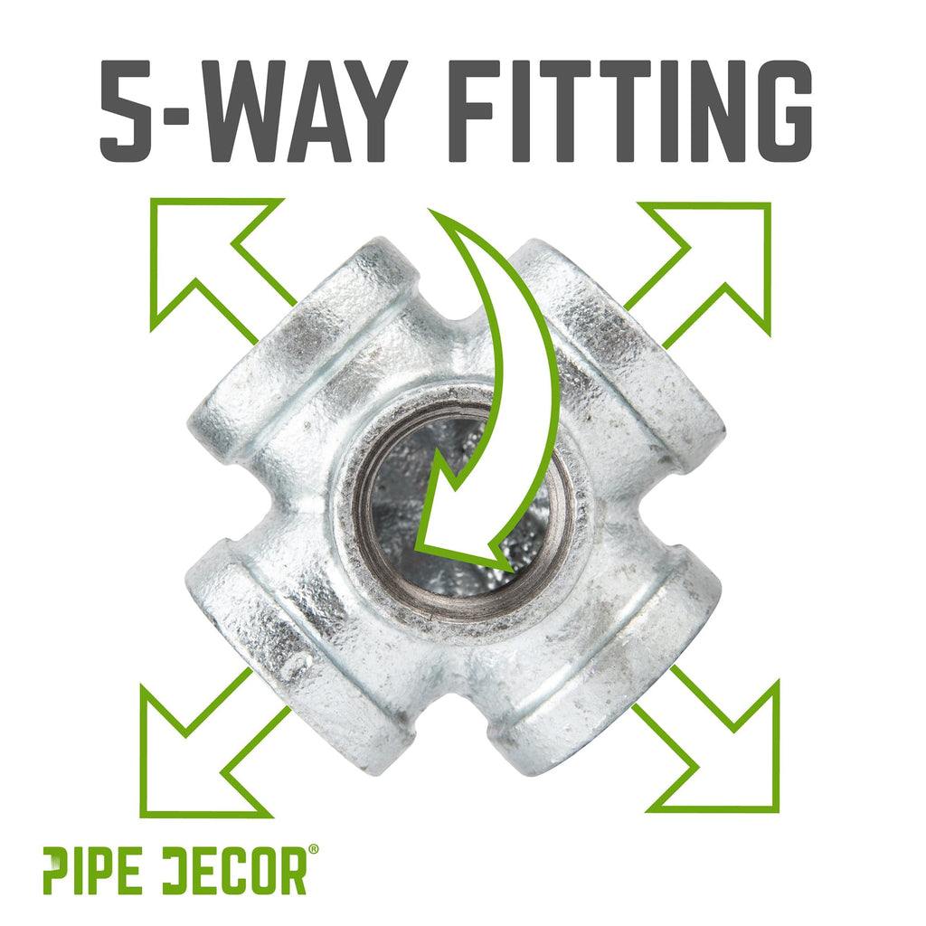 1 in. Galvanized 5-Way Fitting by PIPE DECOR