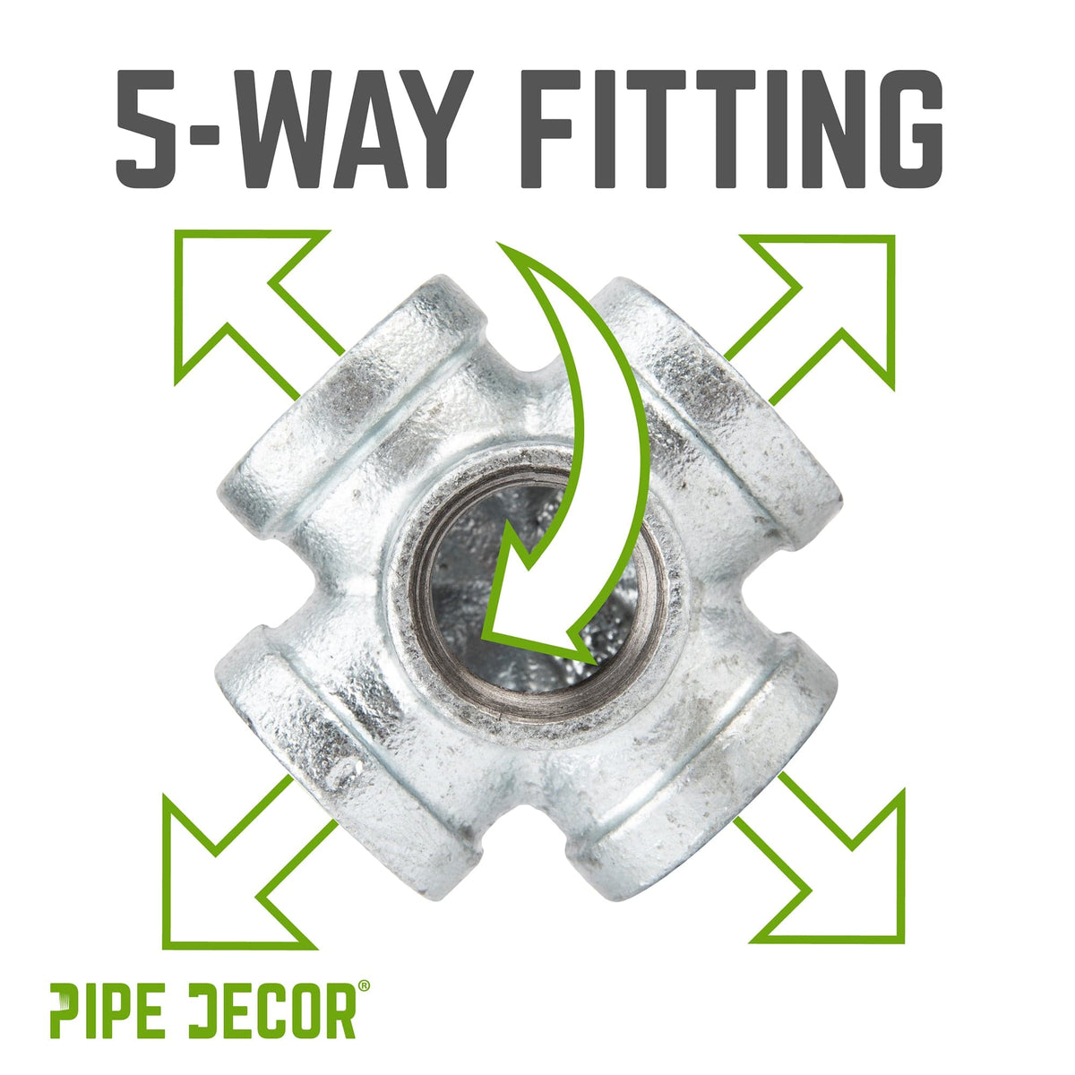 1 in. Galvanized 5-Way Fitting by PIPE DECOR