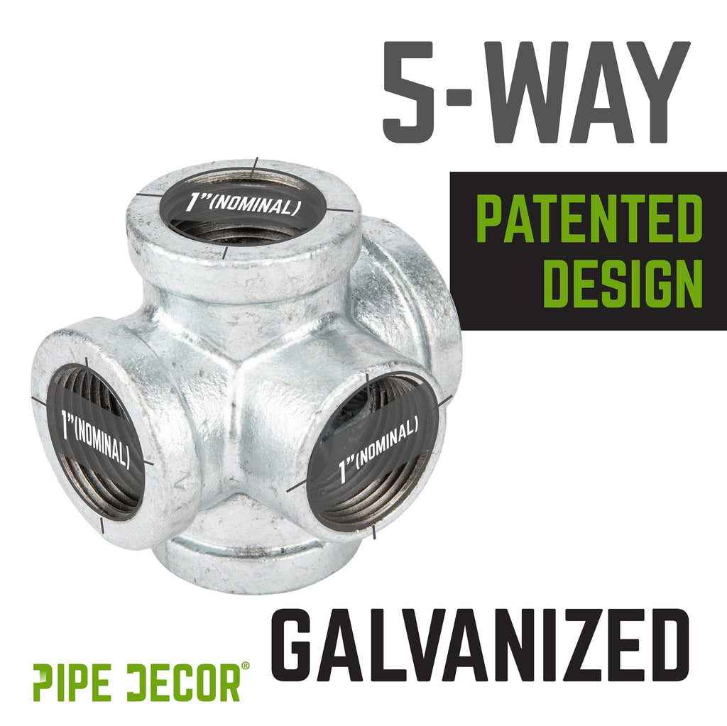 1 in. Galvanized 5-Way Fitting by PIPE DECOR