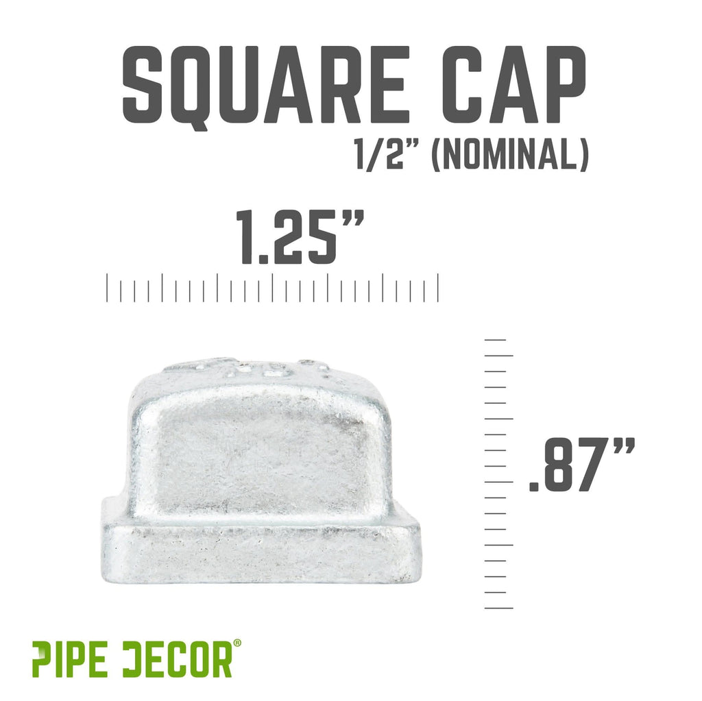 1/2 in. Galvanized Square Cap by PIPE DECOR